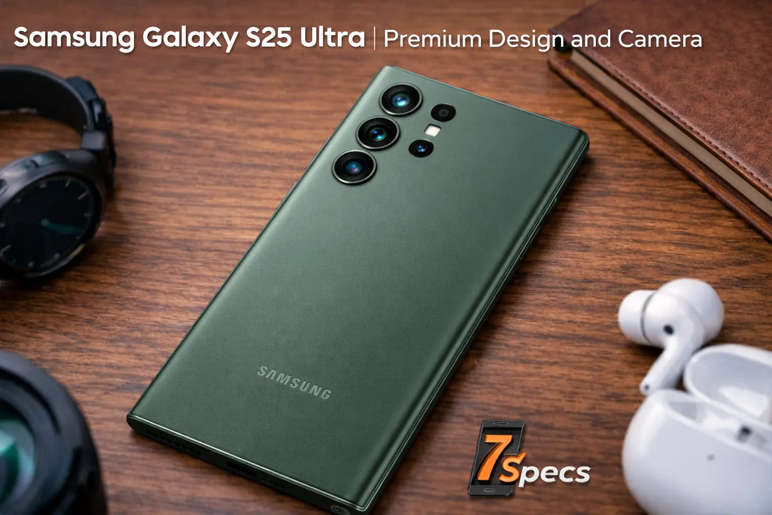 Samsung Galaxy S25 Ultra smartphone showing premium design, rear camera setup, and matte finish